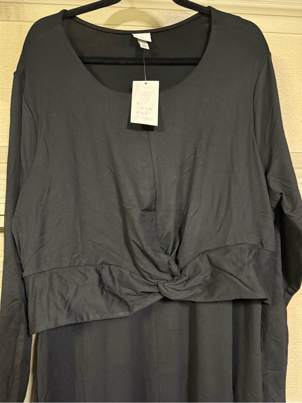 A New Day Black Long Sleeve Knot Front Dress